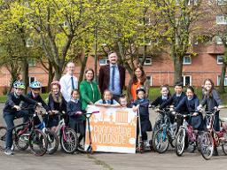 Glasgow City Council and Sustrans join pupils at St Joseph's Primary School to launch Connecting Woodside