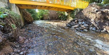 Image taken towards the end of Construction works Levern Weir