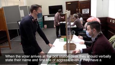 Voter arriving at polling station